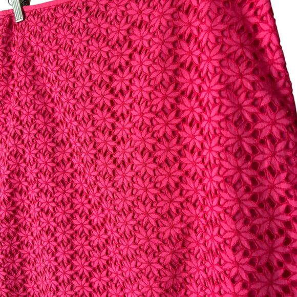 Ann Taylor Loft Barbiecore Hot Pink High Waisted Daisy Print Skirt Size 4 - Picture 2 of 5